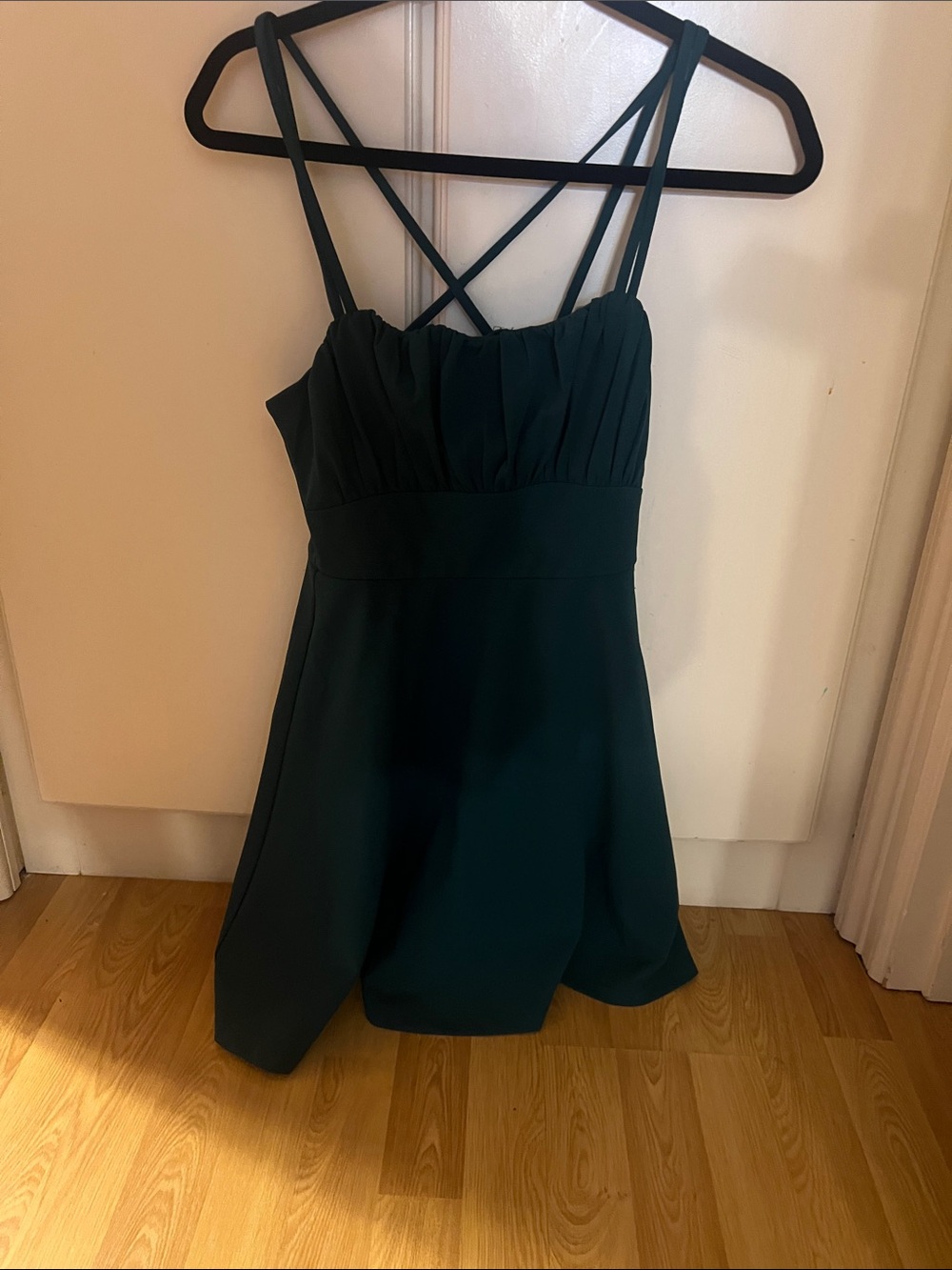 Dark Green Spaghetti-Strap Party Dress